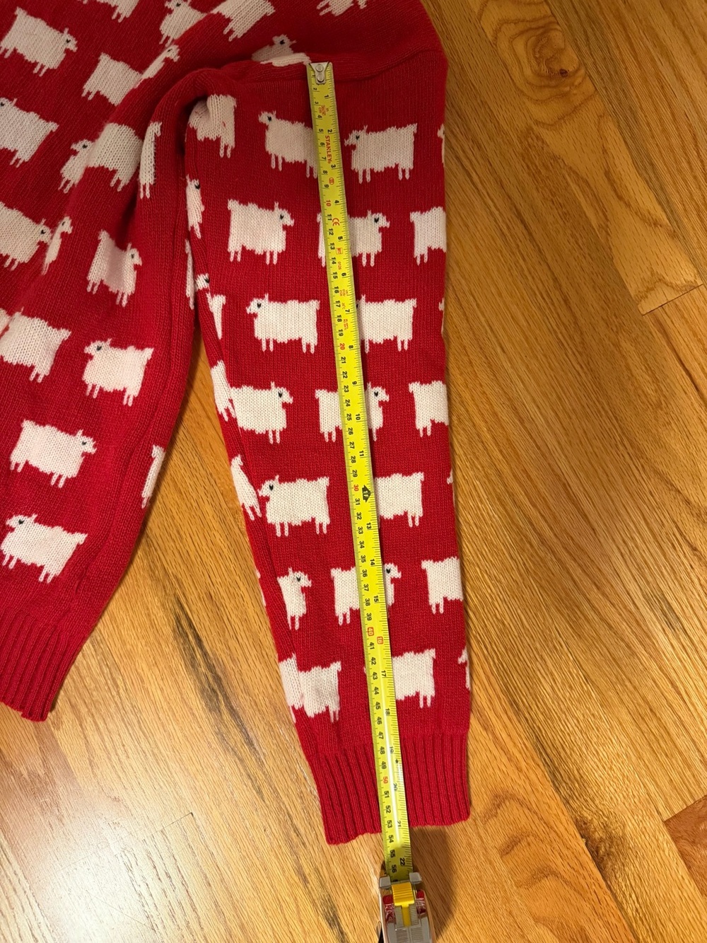 Warm & Wonderful 100% Wool Red Sheep Pattern Crewneck Sweater - Picture 7 of 8